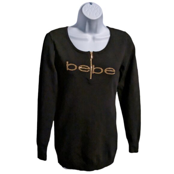 BeBe Zip Front Logo Sweater Tunic- NWT - size Large - Picture 1 of 4